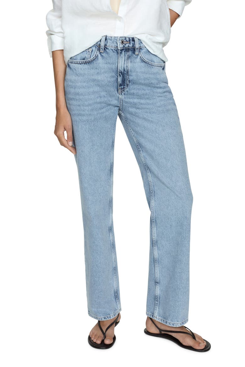 Mid Rise Straight Leg Jeans, Main, color, MEDIUM BLUE
