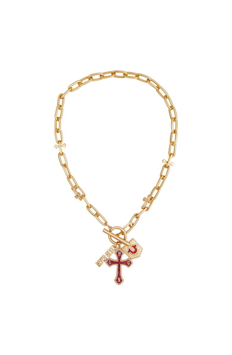 True Religion Rebel Charm Necklace, Alternate, color, Gold Tone