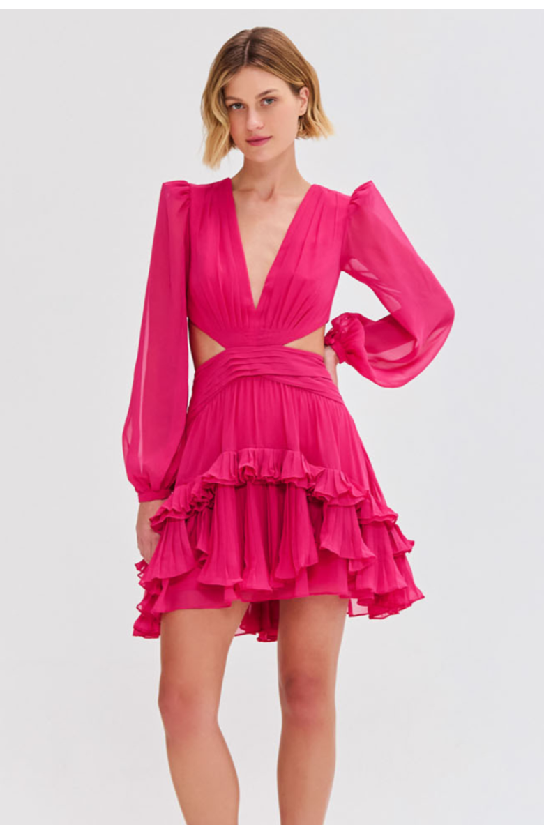 PatBO Deep-V Cutout Mini Dress, Alternate, color, Pink