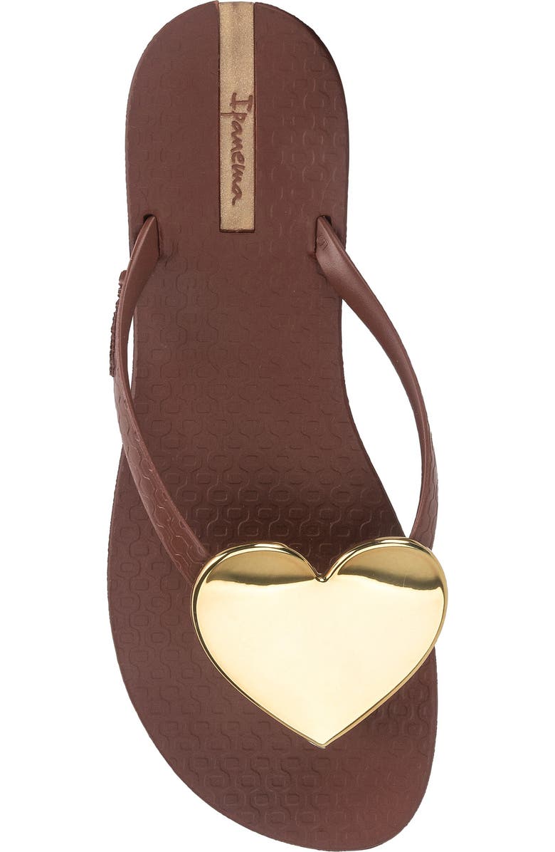 Ipanema Wave Heart Flip Flop, Alternate, color, Brown/ Gold