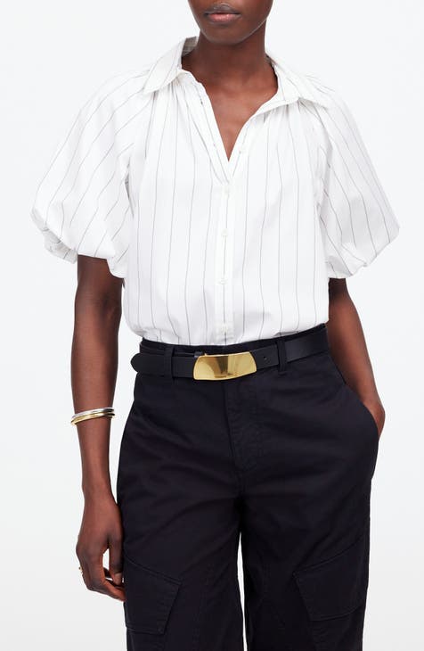 White Stripe Shirred shirt
