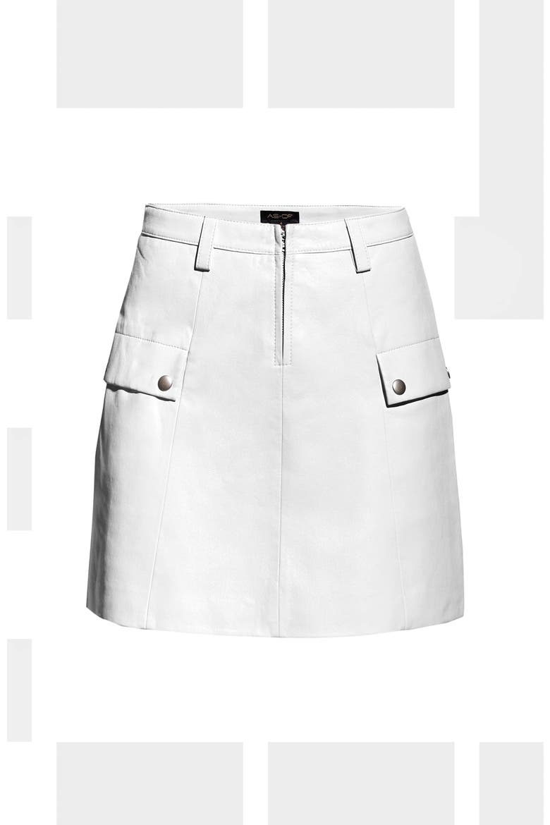 Jameson Recycled Leather Skirt, Alternate, color, White