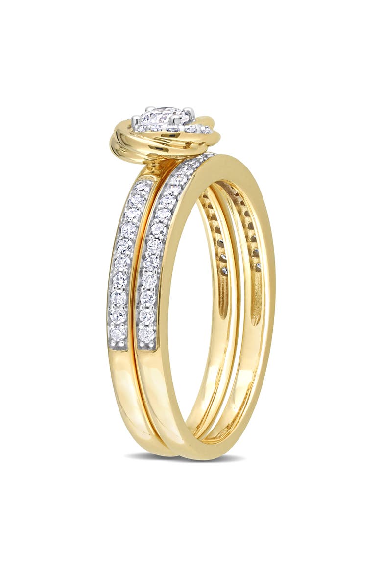 Diamond Swirl Halo Bridal Ring Set 14k, Alternate, color, 14K Yellow Gold