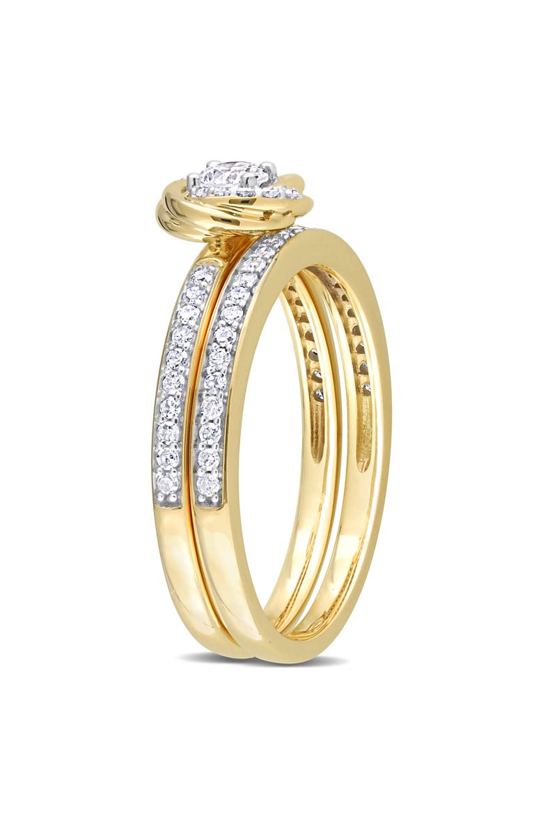 Julianna B. Diamond Swirl Halo Bridal Ring Set 14k, Alternate, color, 14K Yellow Gold