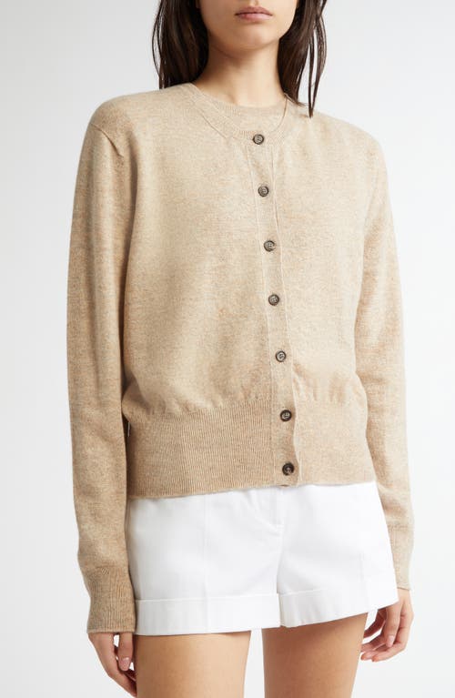 Shop Johnstons Of Elgin Classic Cashmere & Silk Cardigan In Oatmeal