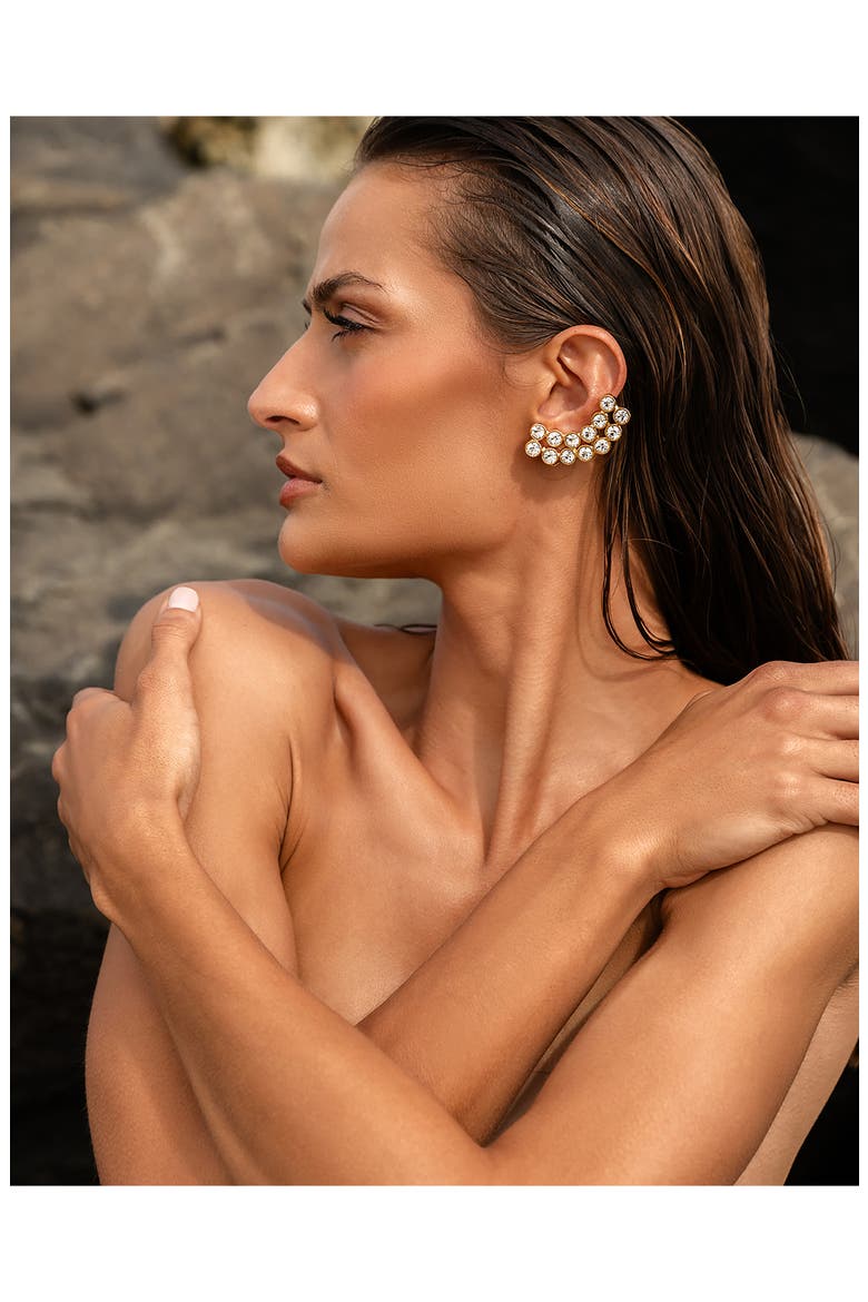 Pavé Clip-On Ear Climbers, Alternate, color, 14K GOLD