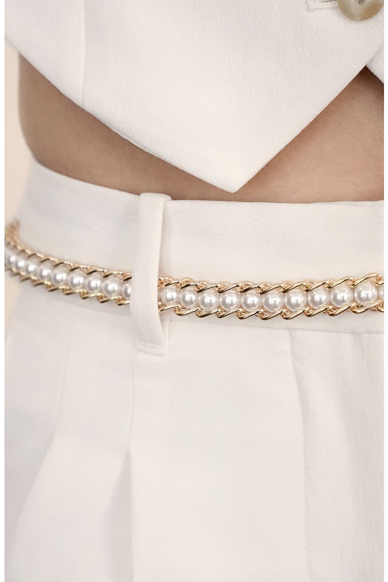 Imitation Pearl Chain Belt, Alternate, color, GOLD