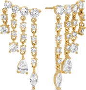 EYE CANDY LOS ANGELES Mariana Cubic Zirconia Fringe Drop Crawler Earrings