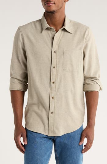 14th & Union Long Sleeve Flannel Shirt In Neutral