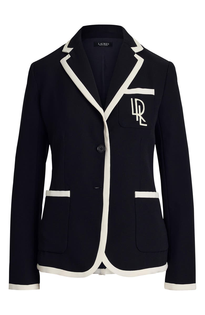 Lauren Ralph Lauren Two-Tone Georgette Blazer, Alternate, color, Black/ Mascarpone Cream