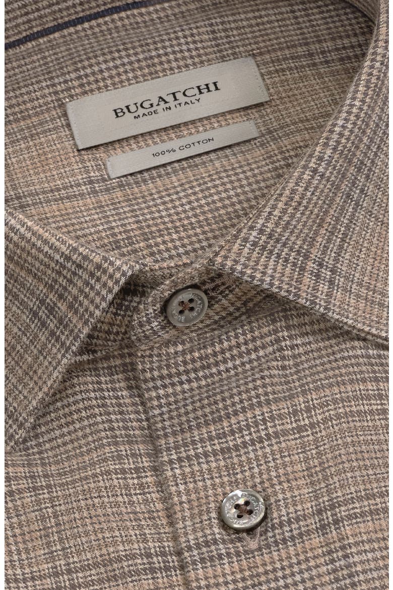 Julian Plaid Cotton & Wool Button-Up Shirt, Alternate, color, WALNUT