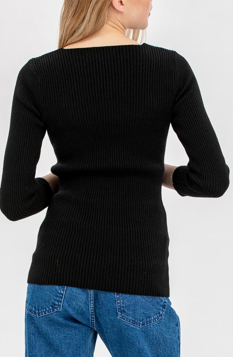 PIETRO BRUNELLI MATERNITY Bella Rib Button Trim V-Neck Maternity Sweater, Alternate, color, Black