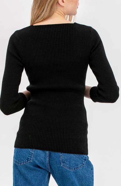 Pietro Brunelli Maternity Bella Rib Button Trim V-neck Maternity Sweater In Black