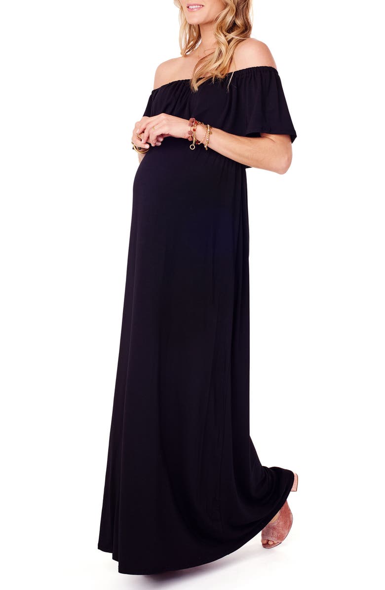 Ingrid & Isabel<sup>®</sup> Off the Shoulder Maternity Maxi Dress, Alternate, color,