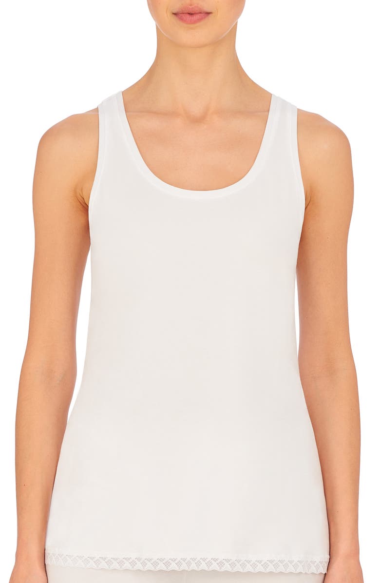 Natori Bliss Stretch Cotton Tank, Main, color, White