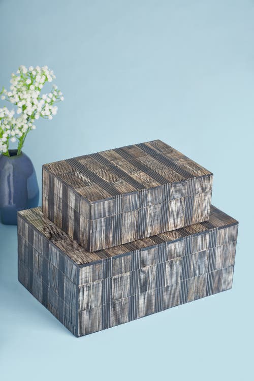 Gauri Kohli Madison Decorative Boxes, Set Of 2 In Brown