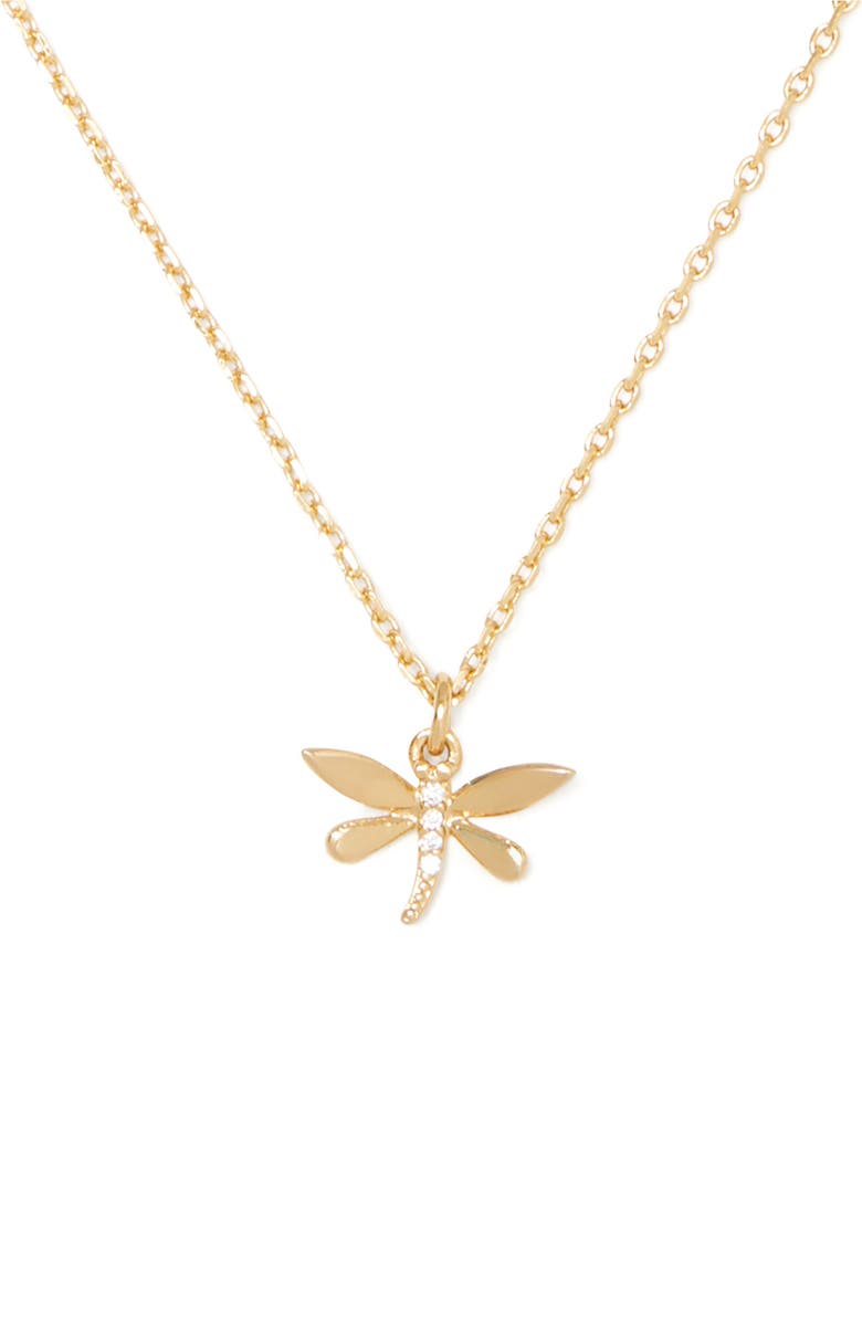 Kate Spade New York delicate dragonfly pendant necklace, Main, color, 