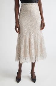 Erdem Fluted Metallic Lace Skirt