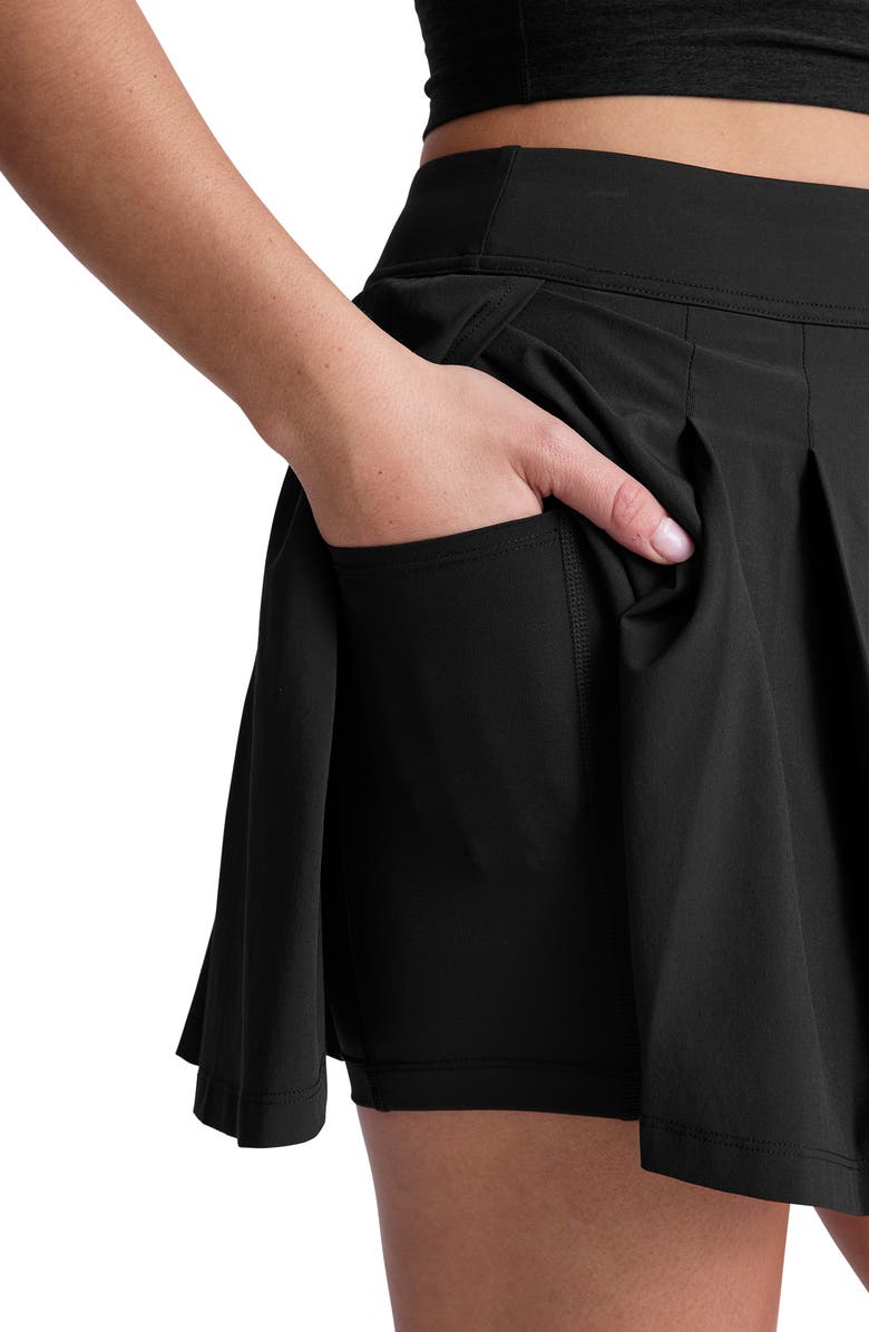 Beyond Yoga Team Pleat Miniskirt, Alternate, color, True Black