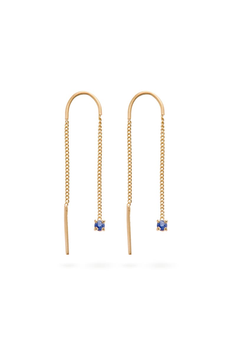 Connection Chain Threader Earrings Natural Gemstones. Handmade in Italy, Main, color, Sapphire