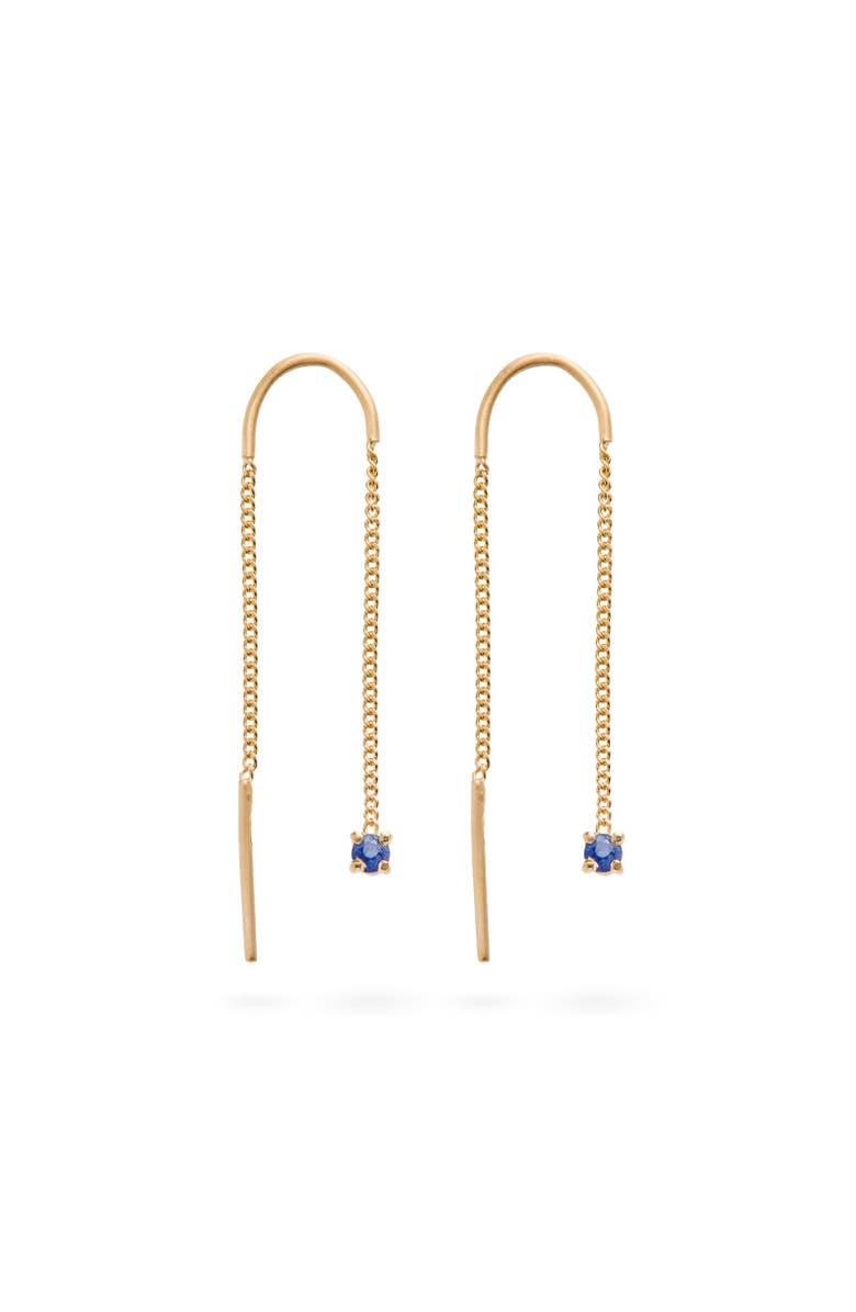 Eloise Jewelry Connection Chain Threader Earrings Natural Sapphire. Handmade in Italy, Main, color, Sapphire