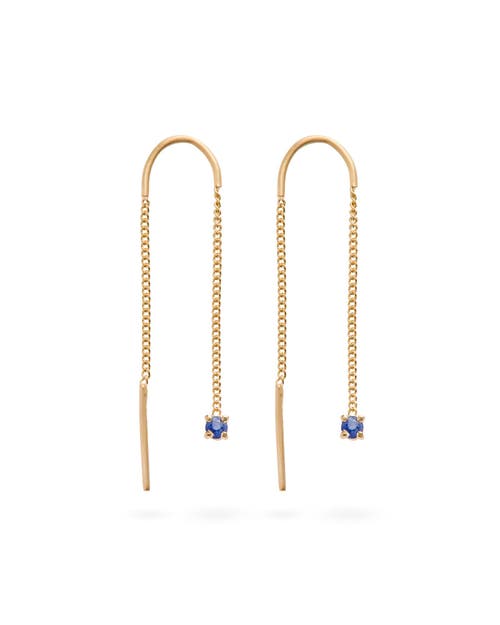 Eloise Jewelry Connection Chain Threader Earrings Natural Sapphire. Handmade In Gold