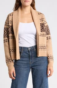 Lucky Brand Pattern Shawl Collar Cardigan