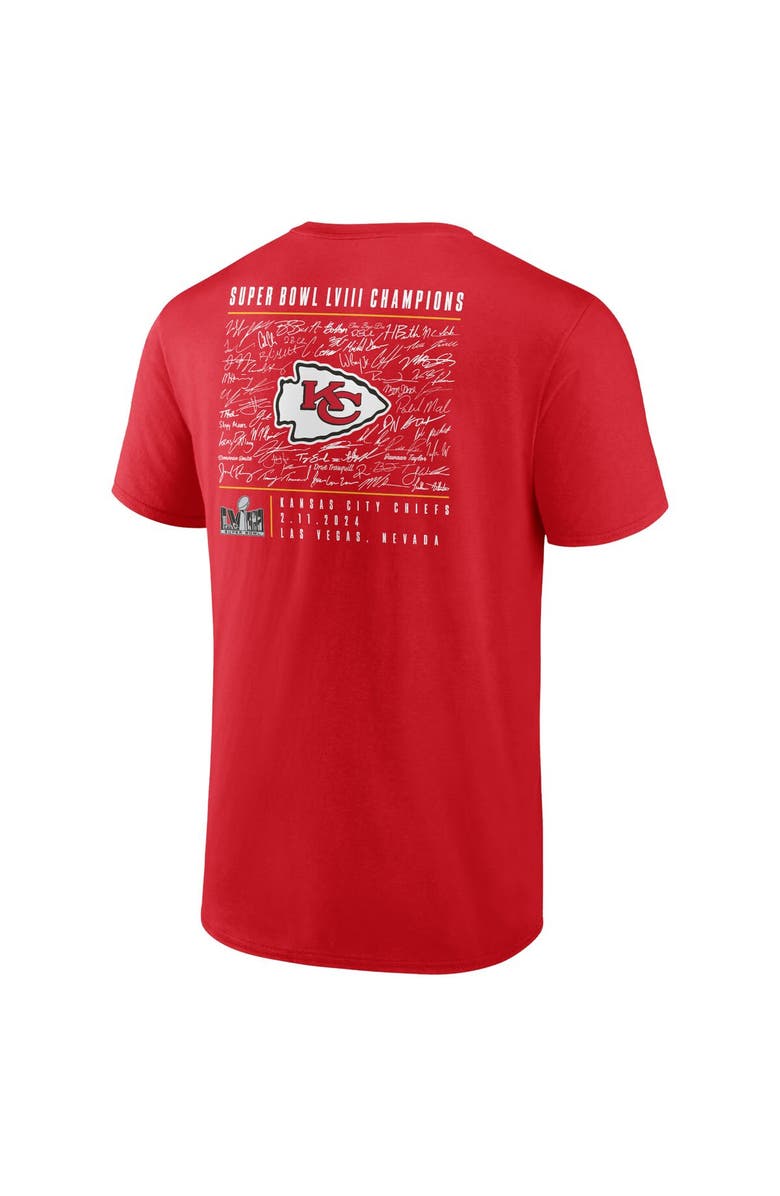 FANATICS Men's Fanatics Branded Red Kansas City Chiefs Super Bowl LVIII Champions Roster Autograph Signing T-Shirt, Alternate, color,