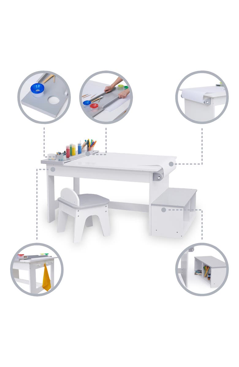 Teamson Kids Fantasy Fields Little Artist Table, Chair & Bench Set, Alternate, color, White