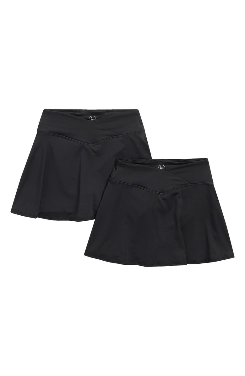90 DEGREE BY REFLEX Kids' 2-Pack Summer Crossover Skorts, Main, color, Black/ Black