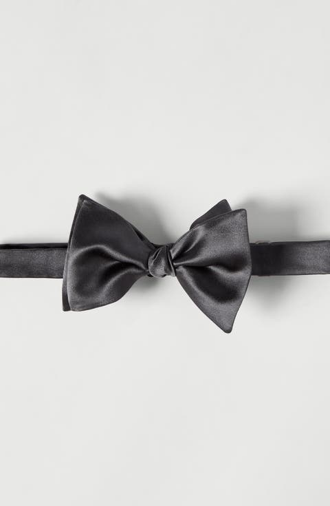 Cotton and silk satin bow tie