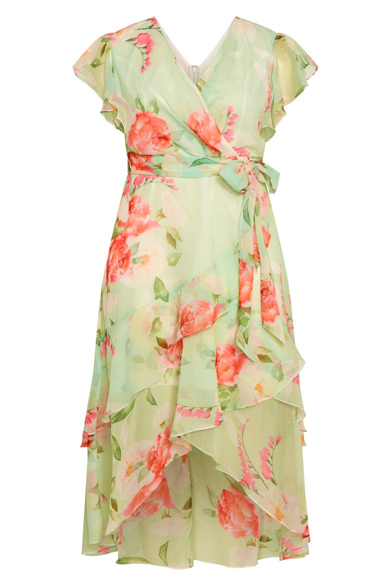 Floral High Low Faux-Wrap Dress, Alternate, color, PETAL PRINT