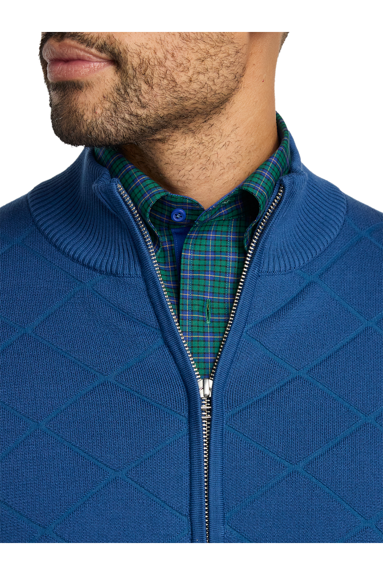 Cotton Full Zip Mock Neck Sweater Jacket, Alternate, color, Navy