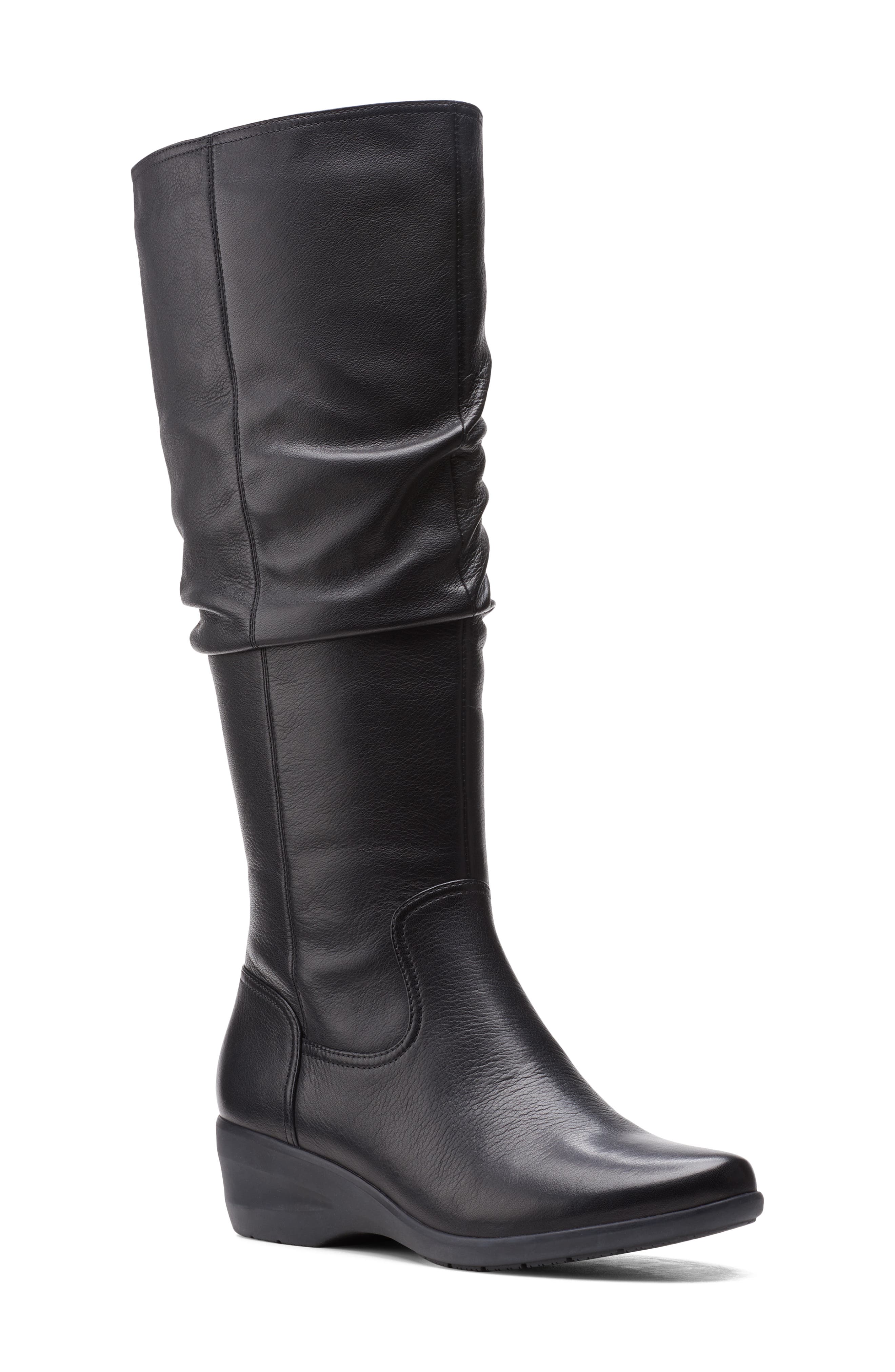Clarks<sup>®</sup> Rosely Knee High Leather Boot, Main, color, 