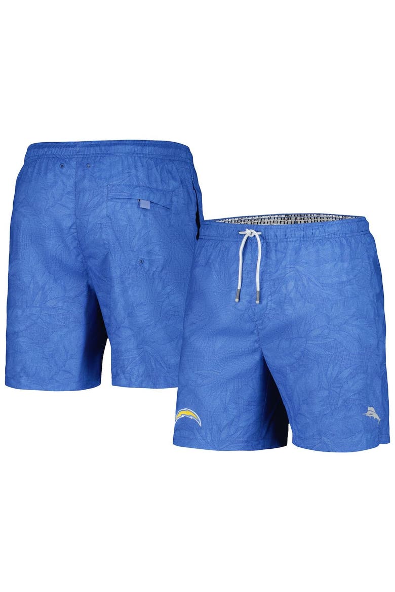 Men's Tommy Bahama Powder Blue Los Angeles Chargers Naples Layered Leaves Swim Shorts, Main, color, Powder Blue