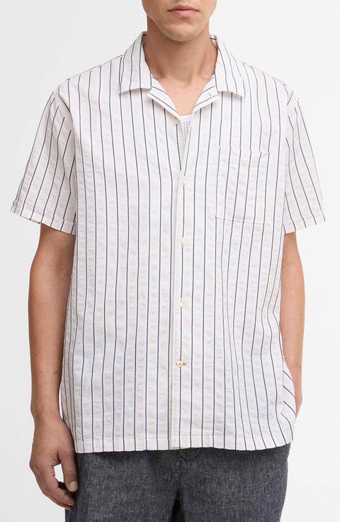 Park Pinstripe Cotton Seersucker Camp Shirt