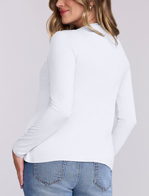 Motherhood Maternity Crewneck Long Sleeve Draped Nursing Tee In White
