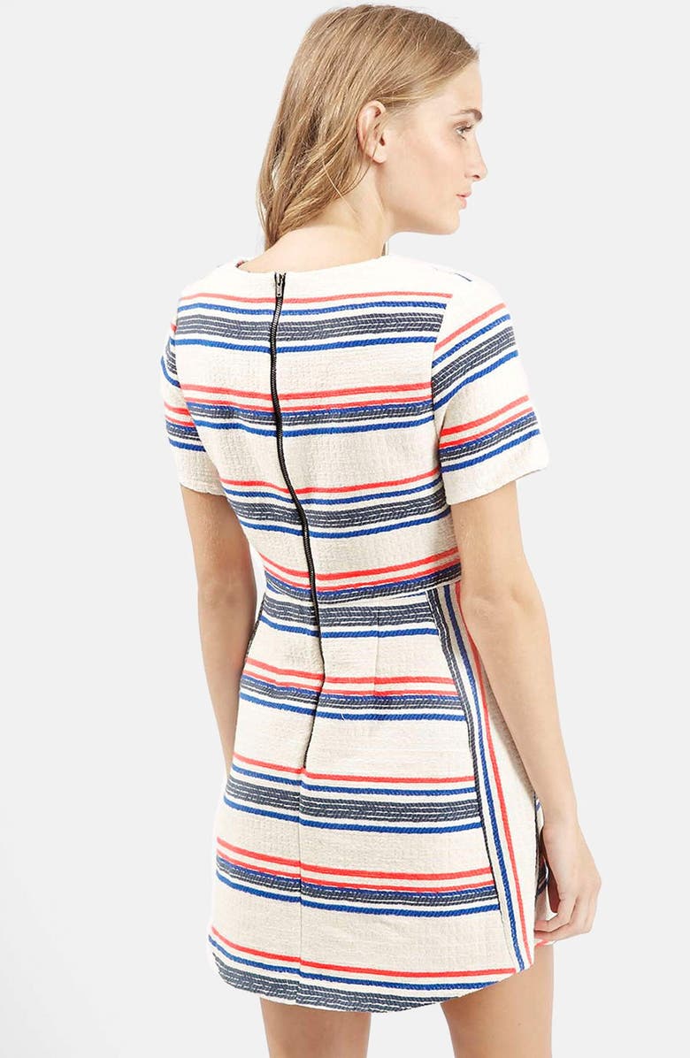 Topshop Stripe Jacquard A-Line Dress, Alternate, color, 
