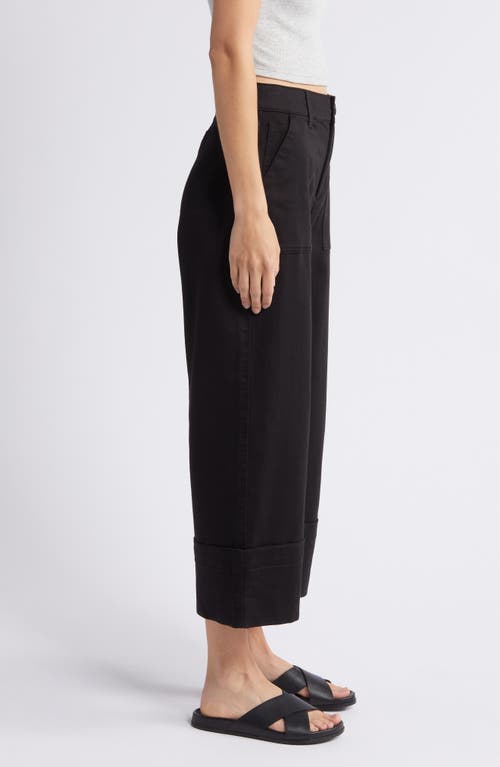 Wit & Wisdom 'ab'solution Skyrise Patch Pocket Crop Wide Leg Twill Pants In Black