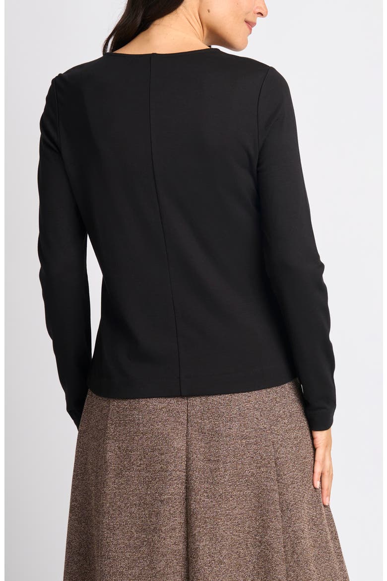 Long Sleeve Ponte Top, Alternate, color, RICH BLACK 060