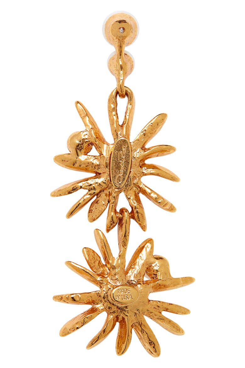 Imitation Pearl Starburst Drop Earrings, Alternate, color, GOLD
