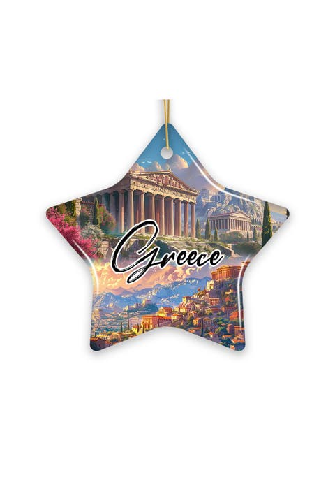 Greece Ancient Landmarks Star Ceramic Ornament