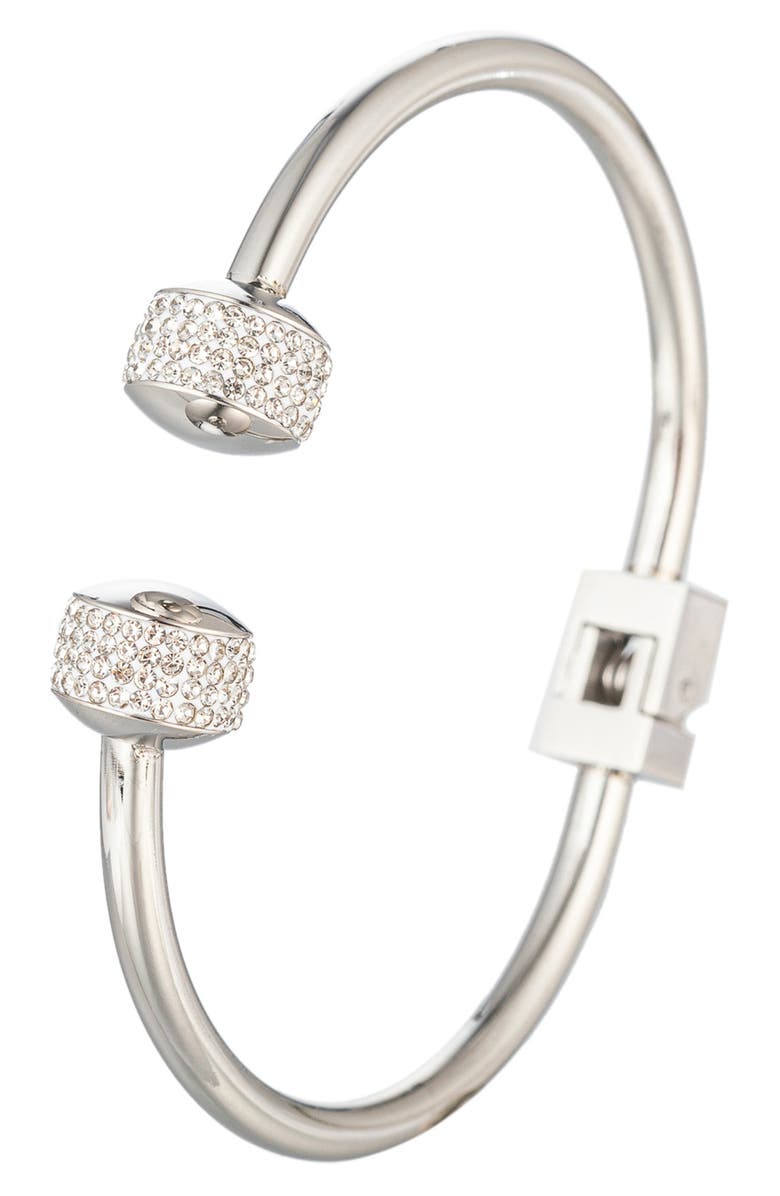 EYE CANDY LOS ANGELES Pavé CZ Hinged Cuff Bracelet, Main, color, 