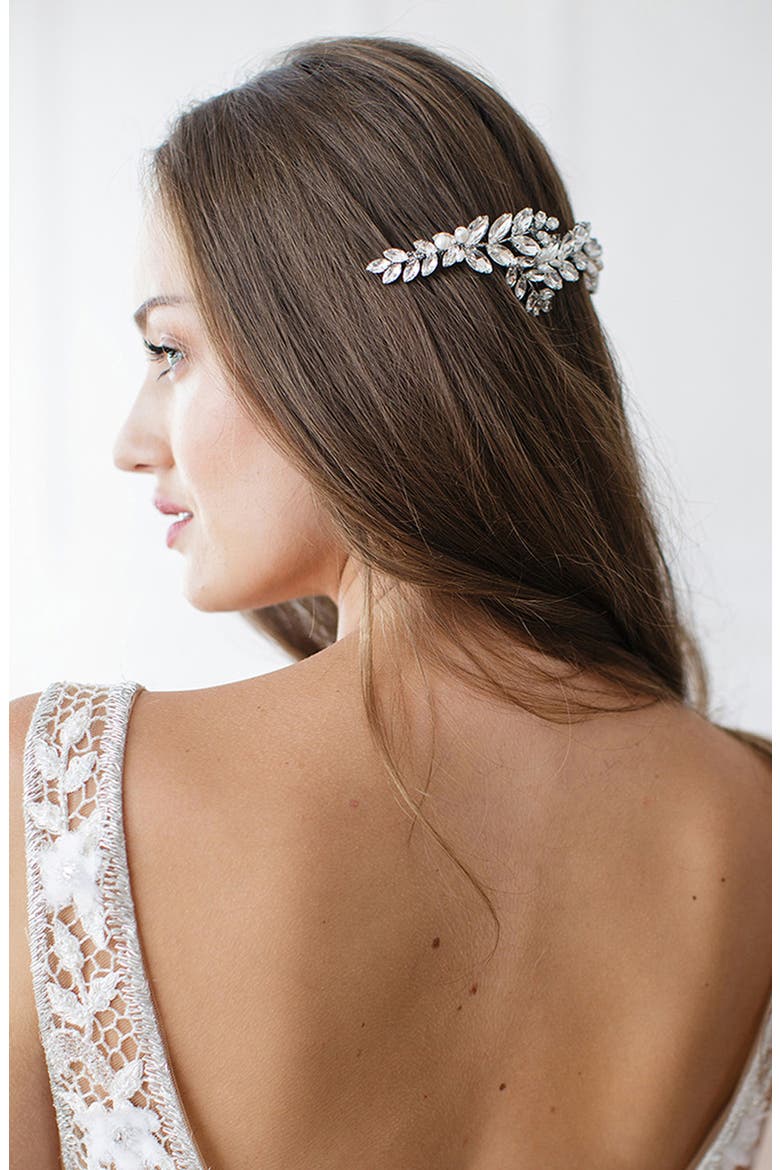 Abrielle Pearl & Crystal Halo Comb, Alternate, color, SILVER