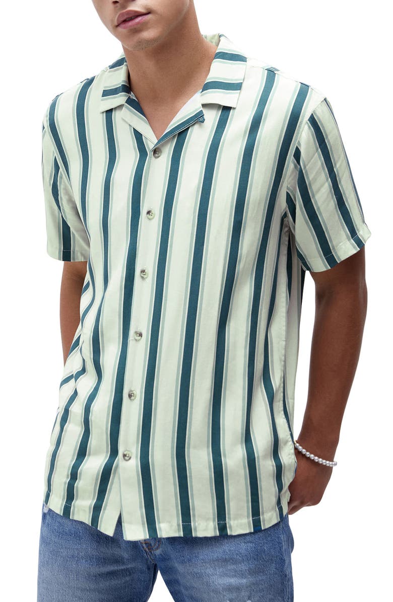 PacSun Stripe Short Sleeve Button-Up Shirt, Main, color, 
