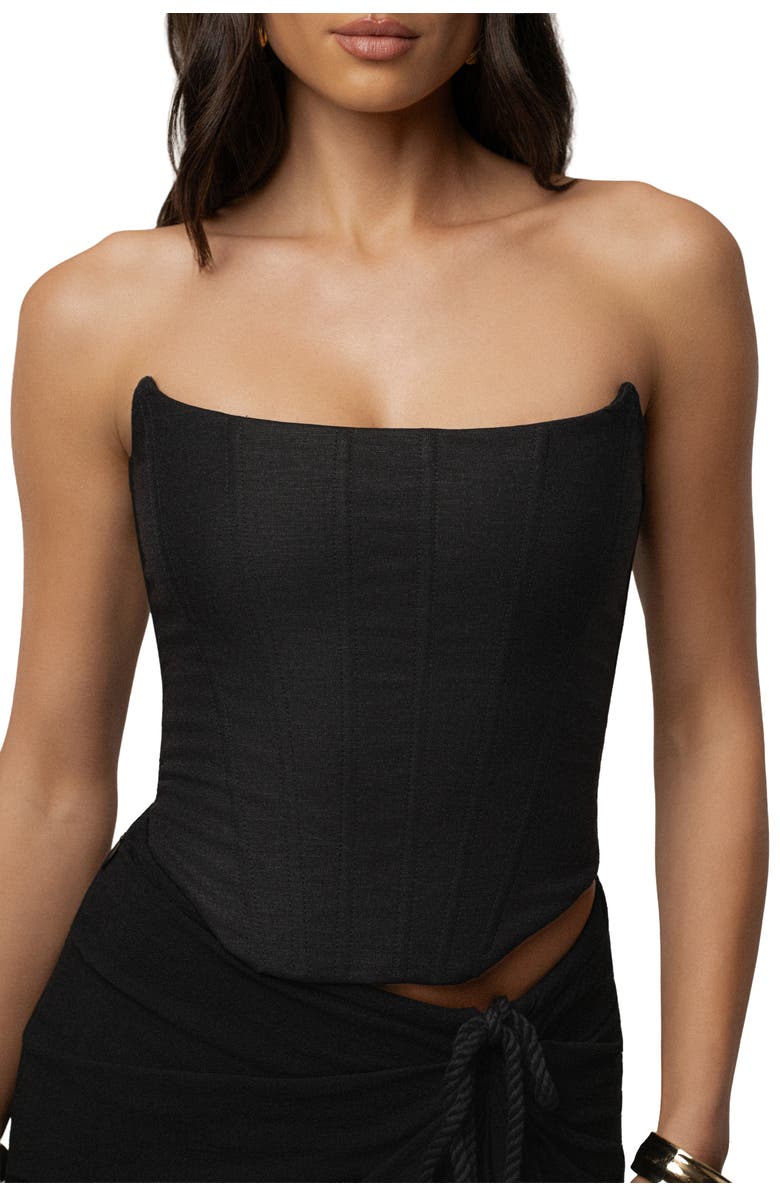 JLUXLABEL Fenix Reversible Linen Corset, Main, color, Black