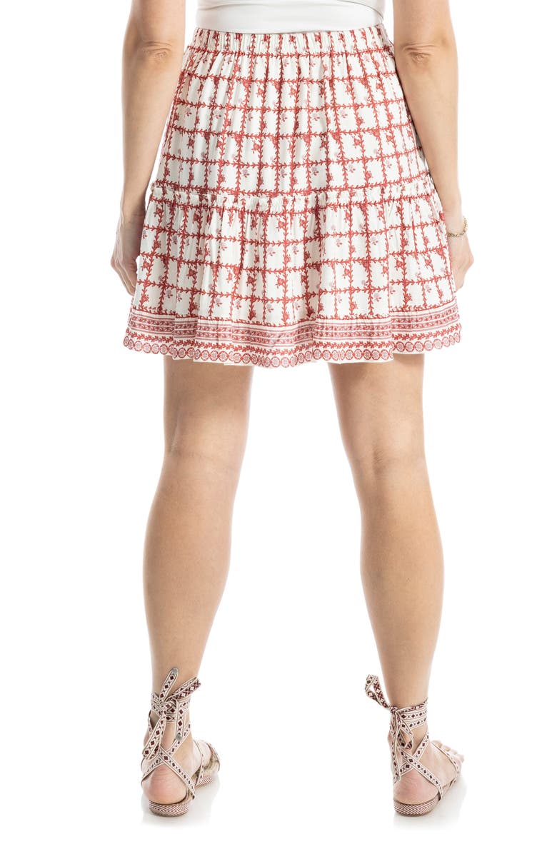 MAX STUDIO Tiered Miniskirt, Alternate, color, Cream/ Red Leafy Lattice