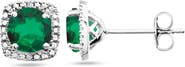 ALLUREZ Lab Grown Ruby & Natural Diamond Stud Earrings Sterling Silver
