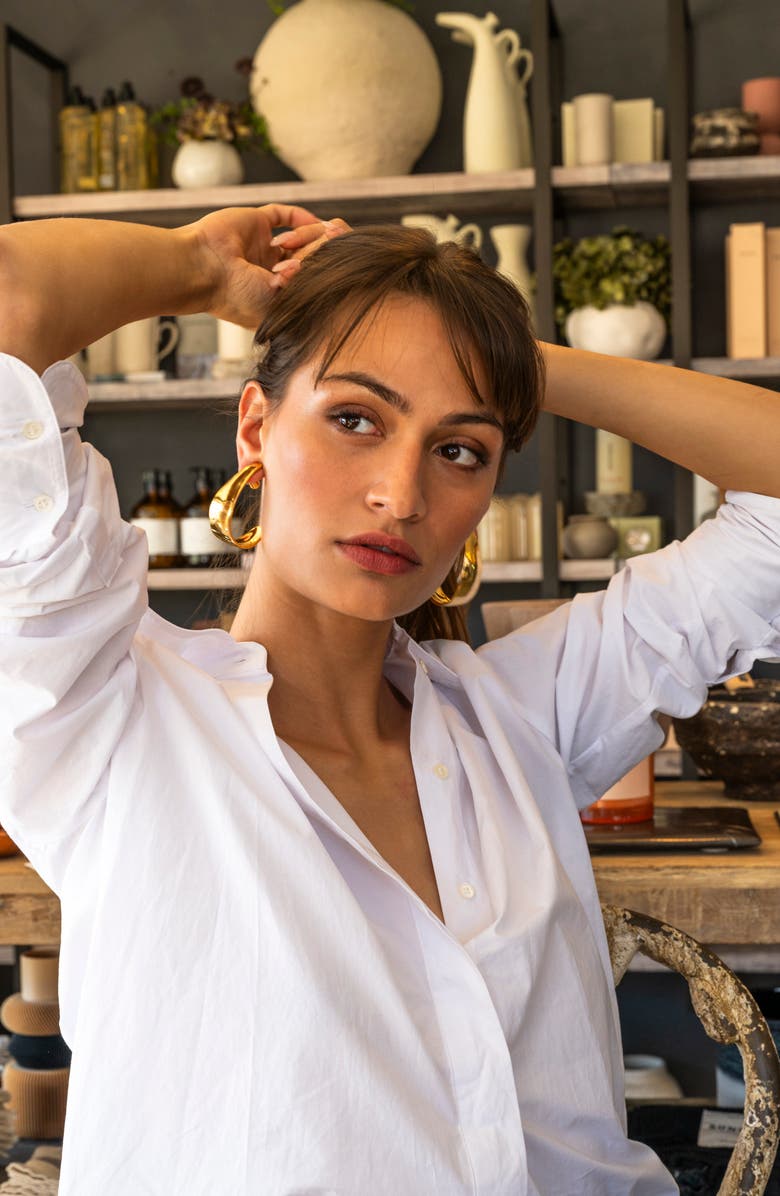 CHRISTINA CARUSO Petal Hoop Earrings, Alternate, color, 14K Gold