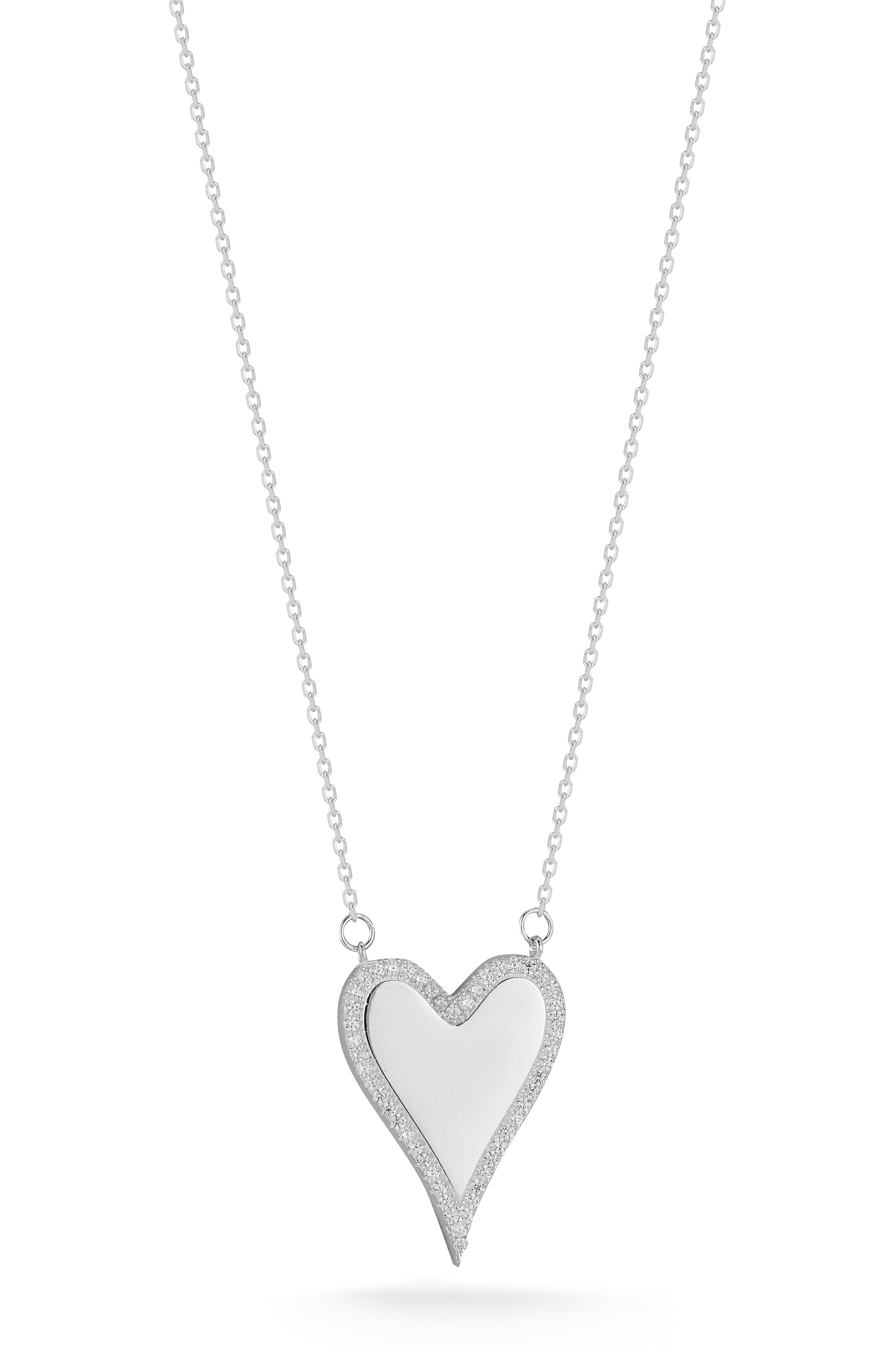 SPHERA MILANO Cubic Zirconia Halo Heart Pendant Necklace